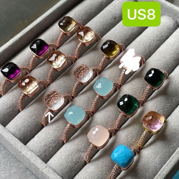 US8【ぷるんとBパヴェPG】キャンディ風のリング カラーストーン 指輪 ジュエリー ring ヴィンテージ