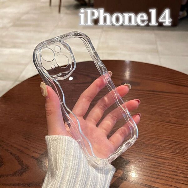 iPhone14 スマホ 人気 クリアケース 韓国 シンプル 透明 ソフト うねうね ウェーブ