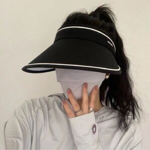 サンバイザー 黒 折りたたみ 幅広 UVカット 日除け 帽子 ウォーキング ゴルフ レディース