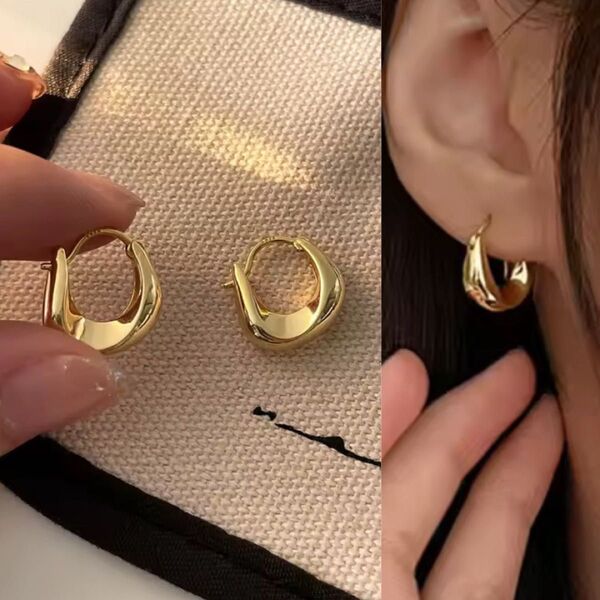 フープピアス シルバー925 刻印あり ゴールド メッキ加工 小さめ 韓国 シンプル 両耳 おしゃれ