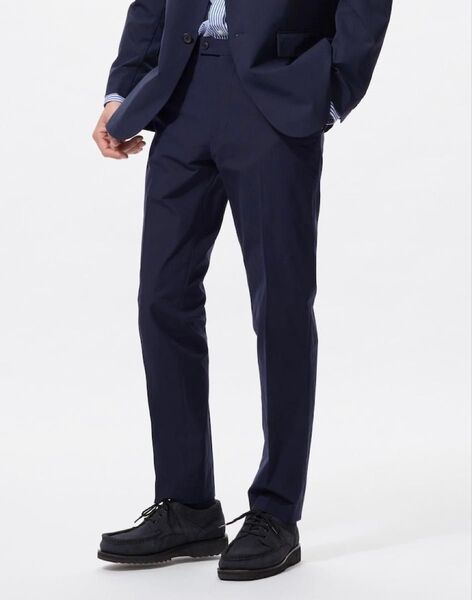 UNIQLO 感動パンツ コットンライク ネイビー 82 メンズ 新品 股下補正済み(68センチ)