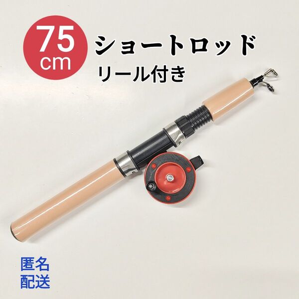 フィッシング75cmショートロッドとリールのセット コンパクトロッド 穴釣り