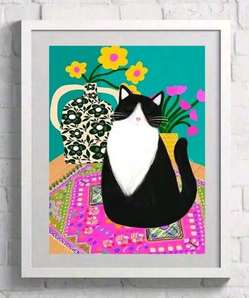 ダイヤモンドアートキット ラウンドビーズ 30×40 猫