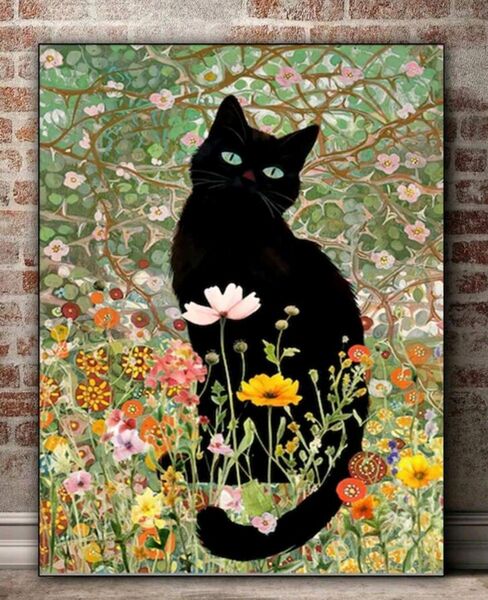 ダイヤモンドアートキット ラウンドビーズ 30×40 猫
