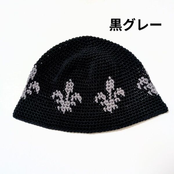 クラッシャーハット バケットハット 韓国 ビーニー ニット帽 グランジ y2k 古着 帽子 ハット ユリの紋章 フルール・ド・リス