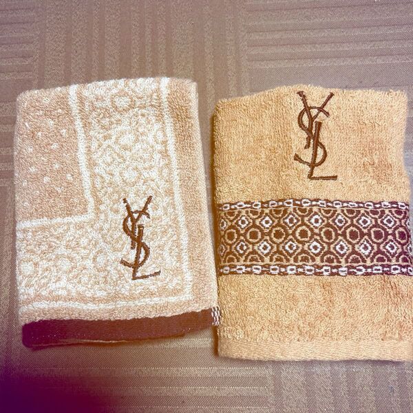 Yves Saint Laurent ハンカチタオル 2枚セット ロゴ刺繍