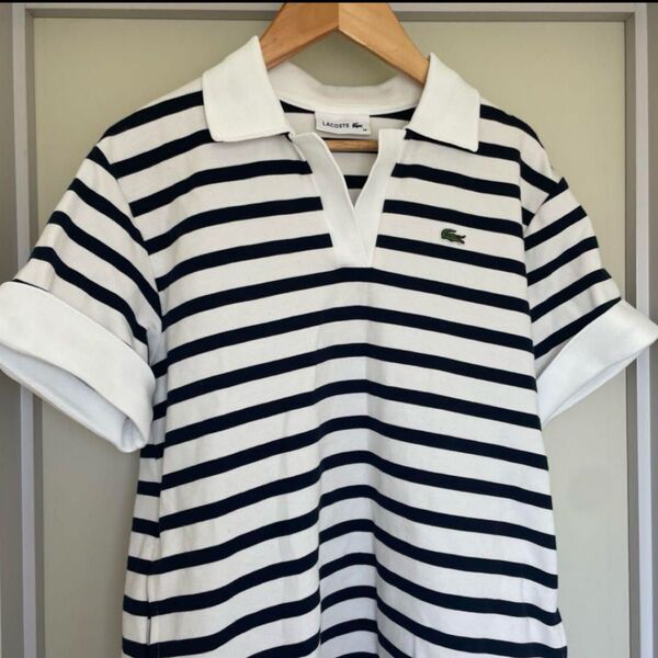 LACOSTE しっかり目 ワンピース ボーダー サイズ34 半袖 ラコステ