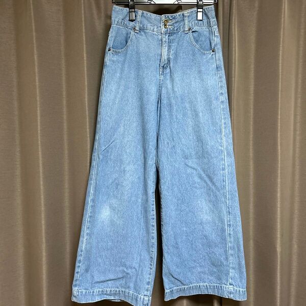 デニム ワイドパンツ コットン100
