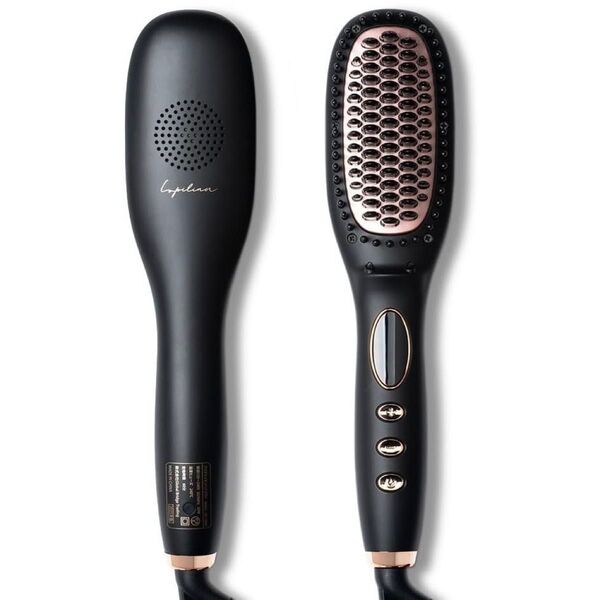 Lupilina ルピリーナ ヒートブラシ プラズマイオン ヘアアイロン ツヤ感UP 摩擦ダメージ抑制 ブラック 通常サイズ