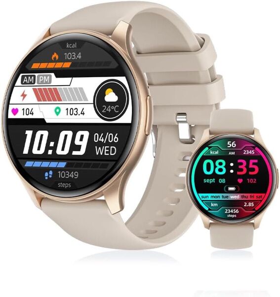 最新型!スマートウォッチ 通話機能 ゴールド 防水 スポーツ 健康管理 シンプル 腕時計