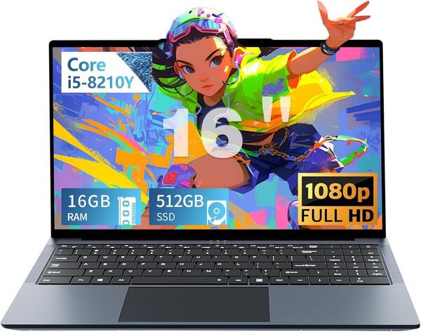 新品!ノートパソコン16インチ 大容量バッテリー カメラ内蔵 ブラック 一体型 高速