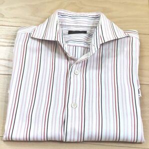 メンズビギ Men’s Bigi 半袖 イタリアンカラー マルチストライプ シャツ サイズ02(M)