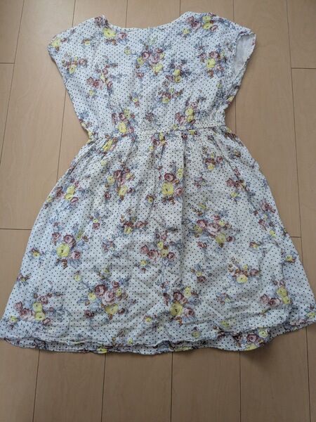 インド綿 ワンピース 花柄 ドット
