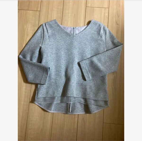 ★限定再値下げ中★【ROPE ロペ】グレー系の裾シフォンが上品なデザインカットソー サイズM