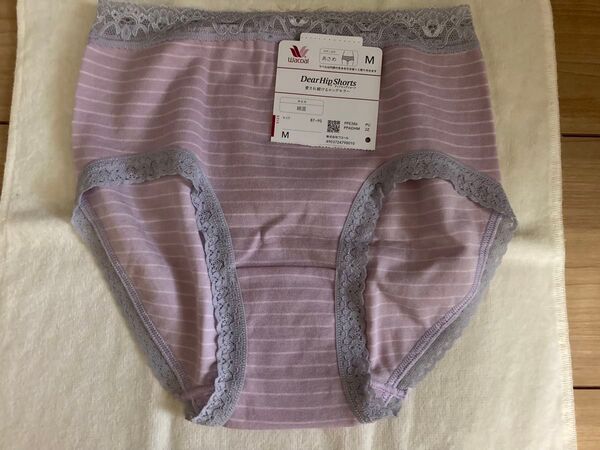 【wacoal】ワコール ディアヒップショーツ DearHip Shorts 綿混 ノーマルショーツ M浅め ピンク系ボーダー柄