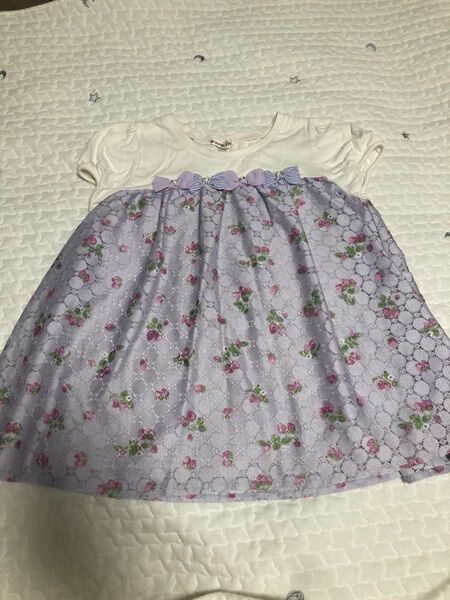 イチゴ柄 レース トップス 半袖 130 女の子 チュニック 半袖 トップス Tシャツ
