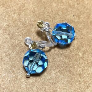 スワロフスキー カットガラスビーズ ノンホールピアス ハンドメイド