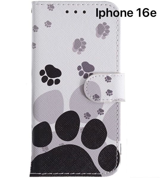 iPhone 16e 手帳型 ケース かわいい 肉球 カード入れ ストラップホール付き アイフォン16 e