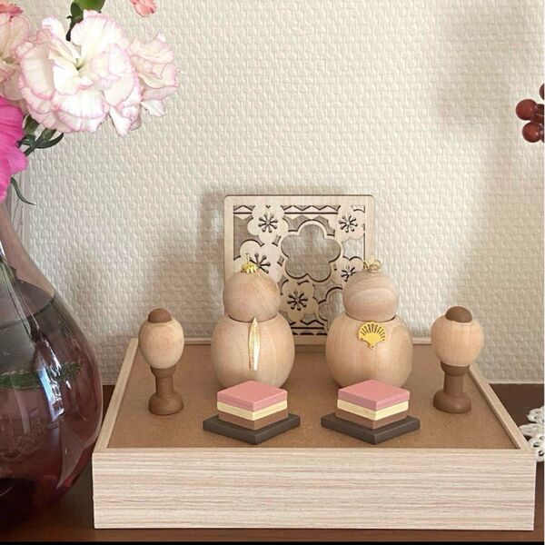 3 ひな祭り ひな人形 お雛様 ハンドメイド 雛人形 木製 新品未使用