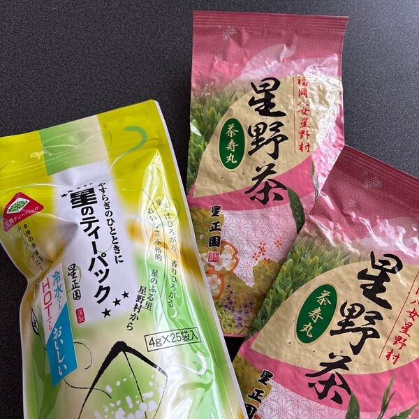 八女茶 緑茶 ティーバッグ 4g×25袋、煎茶 100g×2