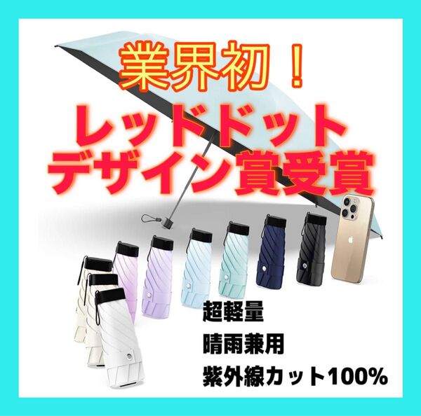 日傘 業界初!レッドドット・デザイン賞受賞 おりたたみ傘 極軽量 JIS認証 UVカット100% 遮光 遮熱 小型 小さい軽い