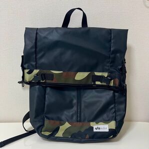 ALPHA INDUSTRIES リュック 黒 迷彩 通学 アウトドア キャンプ リュックサック