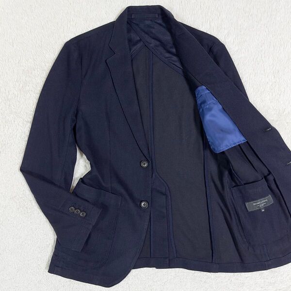 BEAMS LIGHTS/ビームス テーラード アンコンジャケット 鹿の子 ストレッチ ネイビー 紺 M