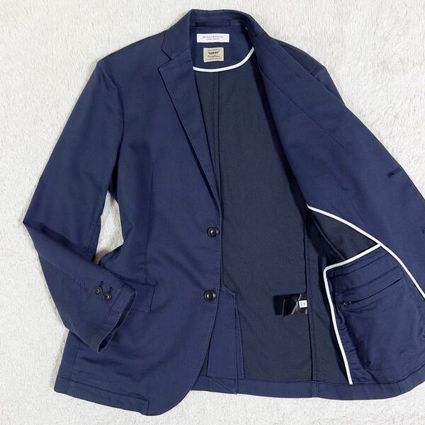 美品/ユナイテッドアローズ×東レ UNITED ARROWS×TORAY テーラード アンコンジャケット ストレッチ ネイビー M