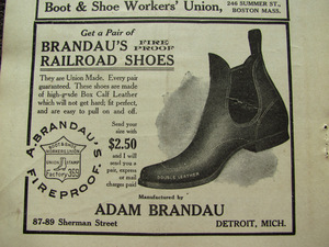 【雑誌広告】1907年 Adam Brandau work boots ワークブーツ ビンテージ カバーオール ワーク オーバーオール 古着 アメリカ