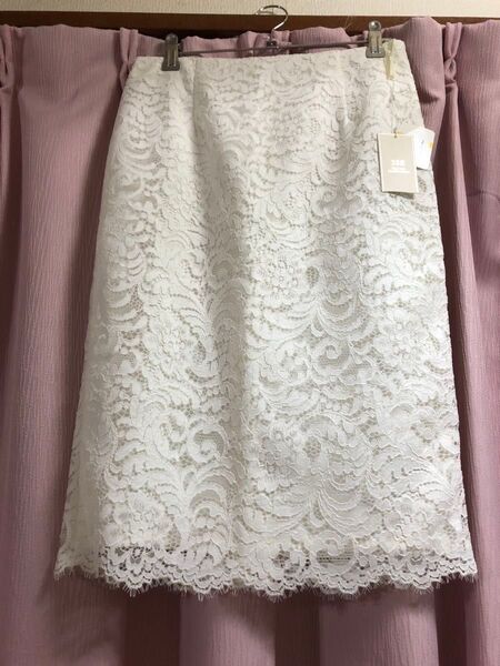 【未使用】美品 23区 タグ付き レース タイト スカート size36 S 白
