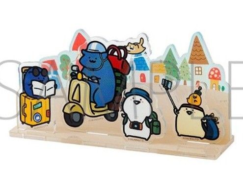 お文具といっしょ アクリルスタンド みんなでご旅行 お文具さん プリンさん ゼリーさん 名も無き者 猫さん 子猫さん