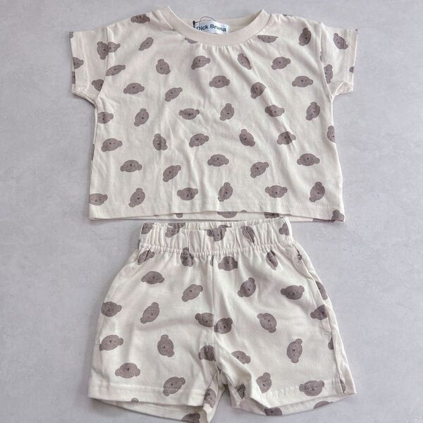 半袖Tシャツ 半袖 上下セット 女の子 男の子 セットアップ ボリス Tシャツ 80 キッズ ベージュ ベビー 子ども服