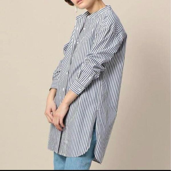 BEAUTY&YOUTH コットン ブロードロングシャツ ストライプ 長袖 綿100