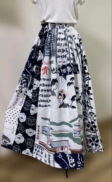 手ぬぐいハンドメイド ギャザースカート レトロ スカート