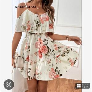 SHEIN CLASI オフショルダー花柄ワンピース
