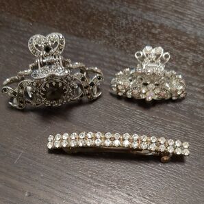 ヘアクリップ 3個セット まとめ売り シルバー キラキラ
