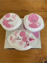 台所用品 marie claire マリ・クレール 電子レンジ容器　3個セット 花柄 ピンク かわいい 新品 未使用品 送料無料_画像1
