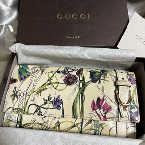 美品 箱付き GUCCI グッチ 花柄 フラワープリント 長財布