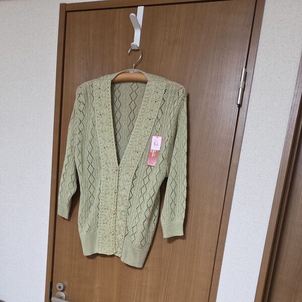 Jarcuse 未使用品 タグ付き ニットカーディガン 透かし編み アウター 七分袖