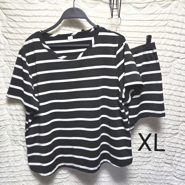 半袖 ショートパンツ ルームウェアXL パジャマ ボーダー