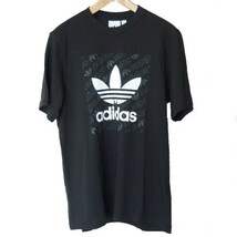 新品◆送料無料●アディダスオリジナルス adidasoriginals 黒モノグラムスクエアＴシャツ(О)(XL)_画像1