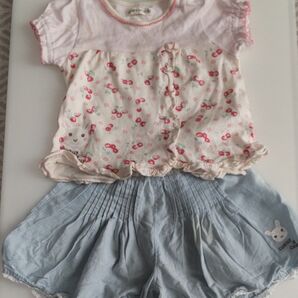 キムラタン coeur a coeur 夏服上下セット 女の子80cm