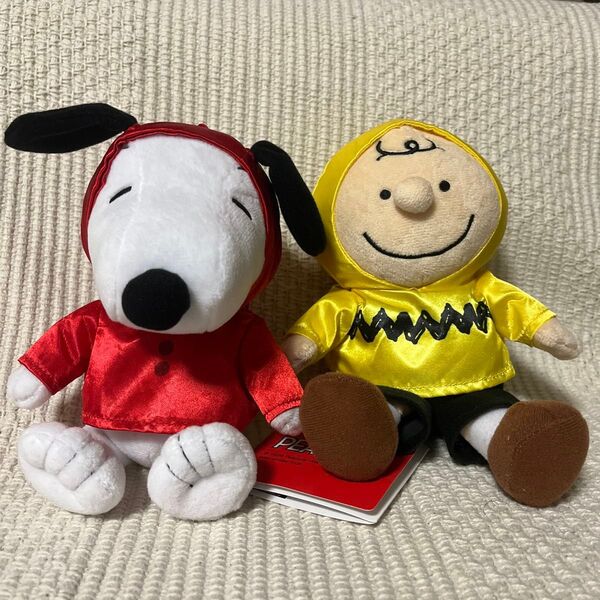 未使用品 peanuts SNOOPY ぬいぐるみ ~レインコート~ 2種セット