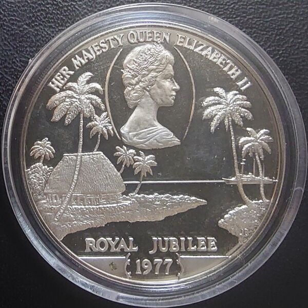 1977年 サモア銀貨 1タラ エリザベス2世シルバージュビリー記念銀貨 SV925