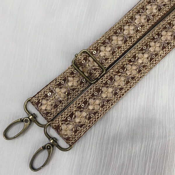 スマホショルダー ショルダーストラップ 【インド刺繍リボン】ブラウン 茶色