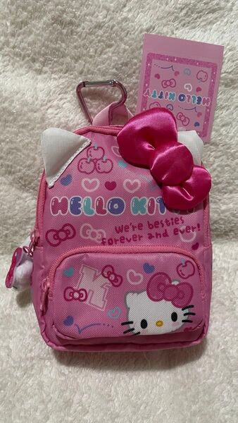 完売品 新品タグ付 匿名発送 #サンリオ学園きらめき祭 リュック形ポーチ ハローキティ 小物入れ バッグチャーム カラビナ付き
