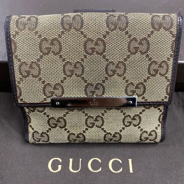 新品同様!グッチ GUCCI 財布 二つ折り 折り財布 GGキャンバス