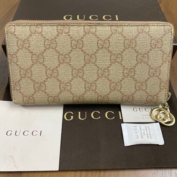 新品同様! グッチ GUCCI 財布 長財布 GGスプリーム ラウンドファスナー