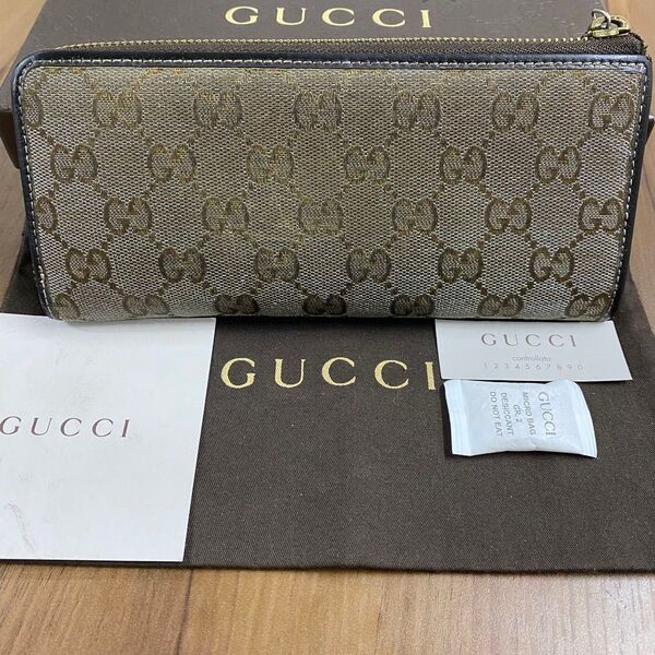 新品同様! グッチ GUCCI 財布 長財布 GGキャンバス L字ファスナー