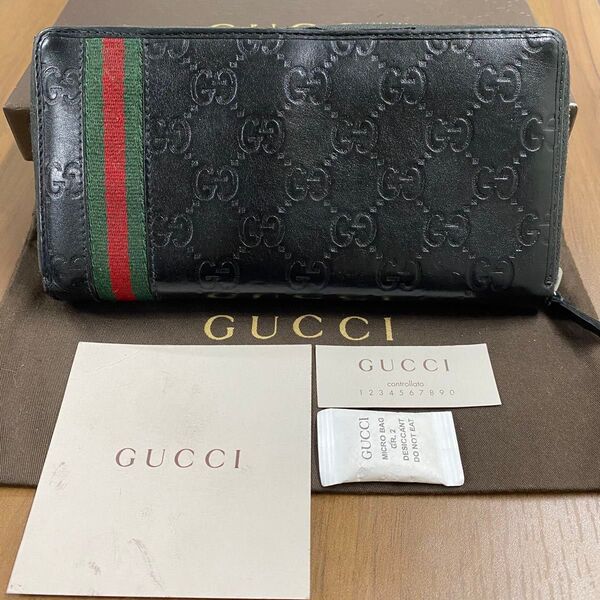 超美品! グッチ GUCCI 財布 長財布 シェリーライン ラウンドファスナー
